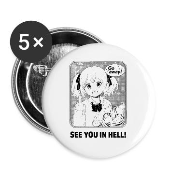Go away! - Buttons groß 56 mm (5er Pack) - Weiß - Vorne