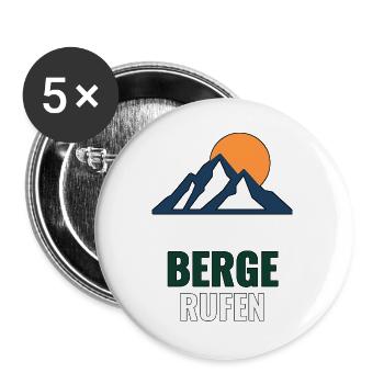 Minimalistische Berglinie T‑Shirt – Berge rufen - Buttons groß 56 mm (5er Pack) - Weiß - Vorne