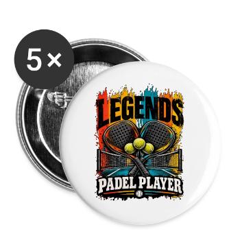 Padel Spieler | Padel Legend - Buttons groß 56 mm (5er Pack) - Weiß - Vorne