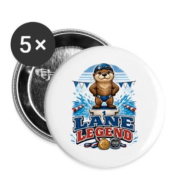 Legend Schwimmer schwimmen Pool-Cartoon Schwimm - Buttons groß 56 mm (5er Pack) - Weiß - Vorne