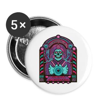 Fortune Teller Schädel Neon Tarot - Buttons groß 56 mm (5er Pack) - Weiß - Vorne