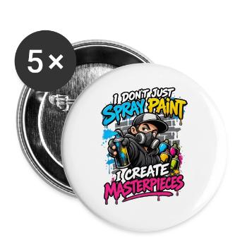 Ich sprühe nicht nur an, sondern erschaffe Meisterwerke - Buttons groß 56 mm (5er Pack) - Weiß - Vorne