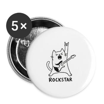 Rock Cat - Buttons groß 56 mm (5er Pack) - Weiß - Vorne