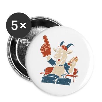 Baseball Fan Ziege Schaumstofffinger Tribüne - Buttons groß 56 mm (5er Pack) - Weiß - Vorne