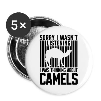 Kamel Gedanken Humor - Buttons groß 56 mm (5er Pack) - Weiß - Vorne