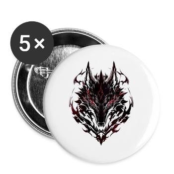 Vargr – Wolf der nordischen Sagen - Buttons groß 56 mm (5er Pack) - Weiß - Vorne