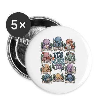 Anders sein ist okay – Neurodiversität - Buttons groß 56 mm (5er Pack) - Weiß - Vorne