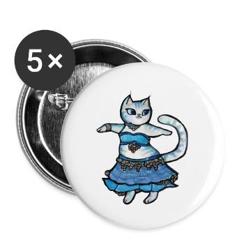 Blaues Kleid Katzendoodle - Buttons groß 56 mm (5er Pack) - Weiß - Vorne