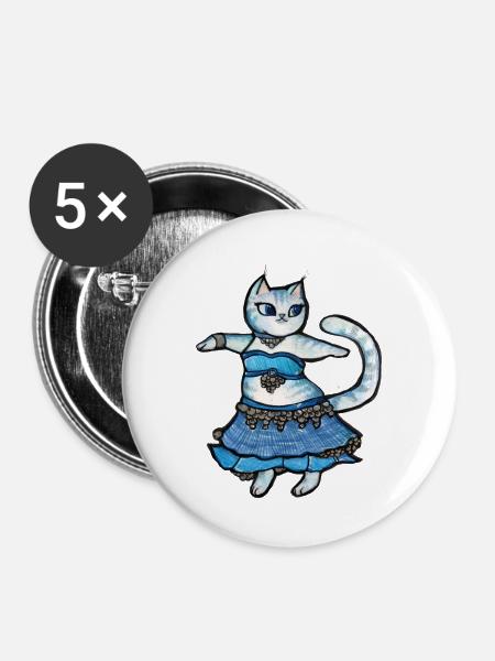 Blaues Kleid Katzendoodle - Buttons groß 56 mm (5er Pack) - Weiß