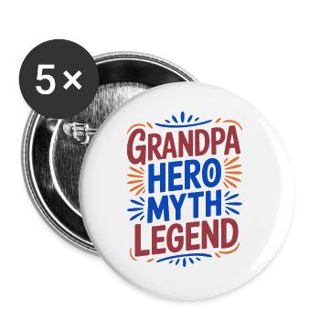Opa-Helden-Mythos Legende - Buttons groß 56 mm (5er Pack) - Weiß - Vorne
