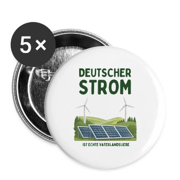 Deutscher Strom ist Vaterlandsliebe - Buttons groß 56 mm (5er Pack) - Weiß - Vorne