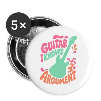 Gitarre kennt das Argument - Buttons groß 56 mm (5er Pack) - Weiß - Vorne