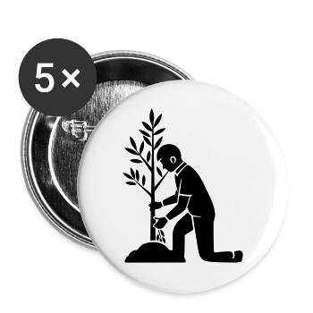 Baum Pflanzen - Buttons groß 56 mm (5er Pack) - Weiß - Vorne