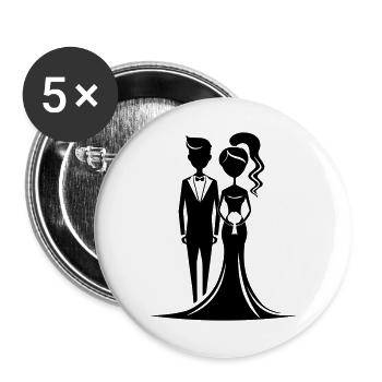 Hochzeitspaar - Buttons groß 56 mm (5er Pack) - Weiß - Vorne