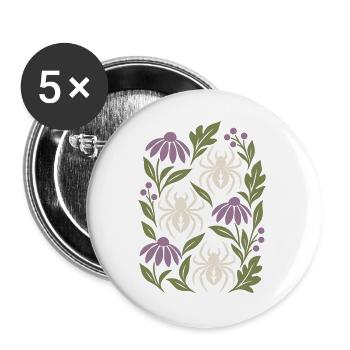 Botanische Spinnen - Buttons groß 56 mm (5er Pack) - Weiß - Vorne