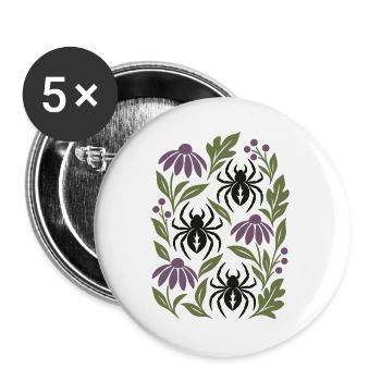 Gotische Spinnen - Buttons groß 56 mm (5er Pack) - Weiß - Vorne