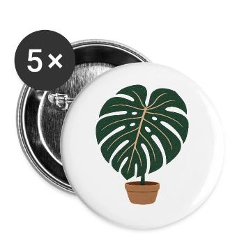 Monstera Moment – Zimmerpflanzen & Botanik - Buttons groß 56 mm (5er Pack) - Weiß - Vorne