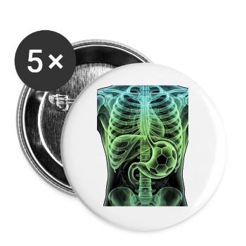 Röntgen Skelett Halloween Fussball - Buttons groß 56 mm (5er Pack) - Weiß - Vorne