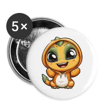 Kuscheliger Drachen  - Buttons groß 56 mm (5er Pack) - Weiß - Vorne