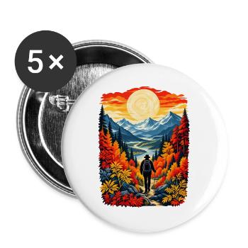 Outdoor-Bergliebhaber, Wandern, Camping Buddy - Buttons groß 56 mm (5er Pack) - Weiß - Vorne