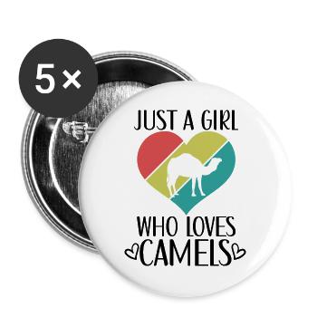 Kamel Herz Retro Look - Buttons groß 56 mm (5er Pack) - Weiß - Vorne