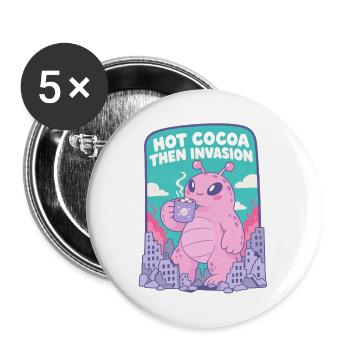 Heiße Schokolade, Invasion der Aliens - Buttons groß 56 mm (5er Pack) - Weiß - Vorne