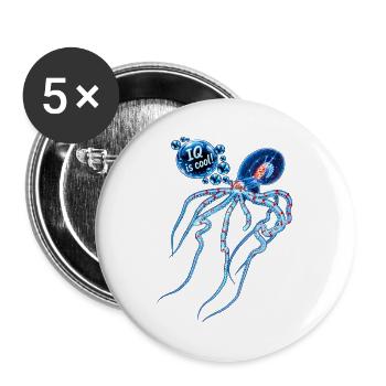 "IQ is cool" - Buttons groß 56 mm (5er Pack) - Weiß - Vorne
