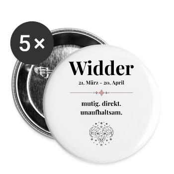 Widder Sternzeichen Eigenschaften - Buttons groß 56 mm (5er Pack) - Weiß - Vorne