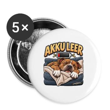 Müder Hund Akku leer - Buttons groß 56 mm (5er Pack) - Weiß - Vorne