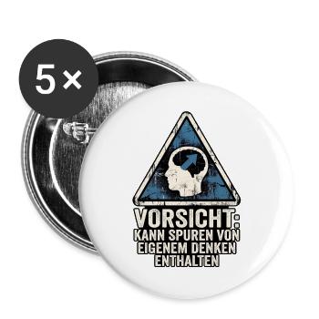 Vorsicht Denker - Buttons groß 56 mm (5er Pack) - Weiß - Vorne