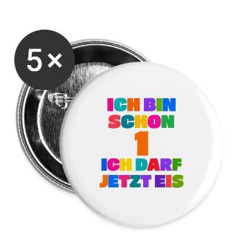 Erster Geburtstag Ein Jahr alt - Buttons groß 56 mm (5er Pack) - Weiß - Vorne
