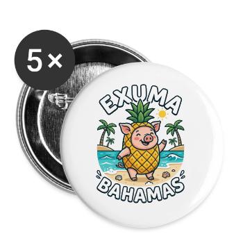 Exuma Bahamas Ananas Schwein - Buttons groß 56 mm (5er Pack) - Weiß - Vorne