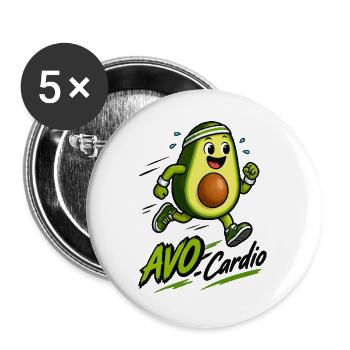 Avocado Fitnessläufer - Buttons groß 56 mm (5er Pack) - Weiß - Vorne