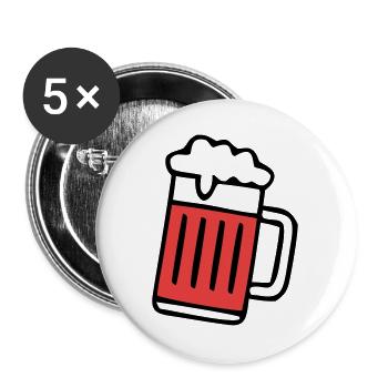 Roter Bierkrug Schaum Icon - Buttons groß 56 mm (5er Pack) - Weiß - Vorne