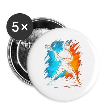 Lacrosse Spieler Herren Jungen Lacrosse Kinder - Buttons groß 56 mm (5er Pack) - Weiß - Vorne