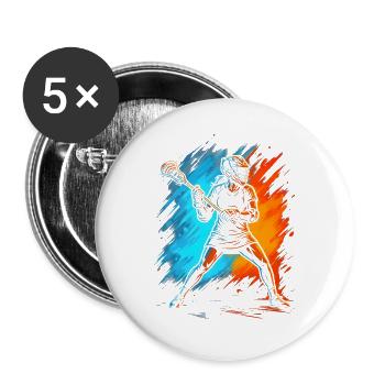 Lacrosse Spieler Damen Lacrosse Mädchen Kinder - Buttons groß 56 mm (5er Pack) - Weiß - Vorne
