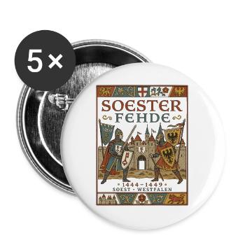  Mittelalterliches SOEST historische Soester Fehde - Buttons groß 56 mm (5er Pack) - Weiß - Vorne