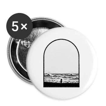kleine Katze - grosse See - Buttons groß 56 mm (5er Pack) - Weiß - Vorne