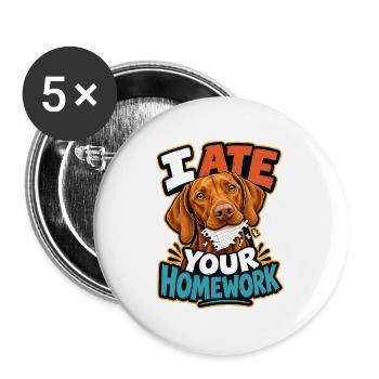 Ungarischer Pointer - Buttons groß 56 mm (5er Pack) - Weiß - Vorne