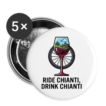 Reiten Sie Chianti Trinken Chianti Radfahren Weinkunst - Buttons groß 56 mm (5er Pack) - Weiß - Vorne