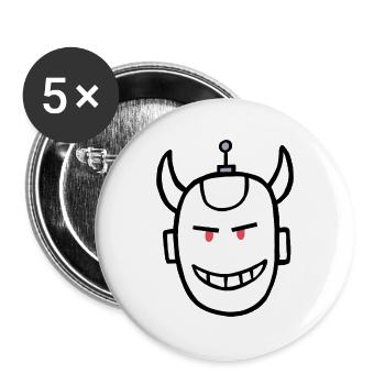 Roboterteufel - Buttons groß 56 mm (5er Pack) - Weiß - Vorne