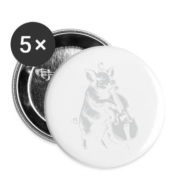 Swine spielt Kontrabass - Buttons groß 56 mm (5er Pack) - Weiß - Vorne