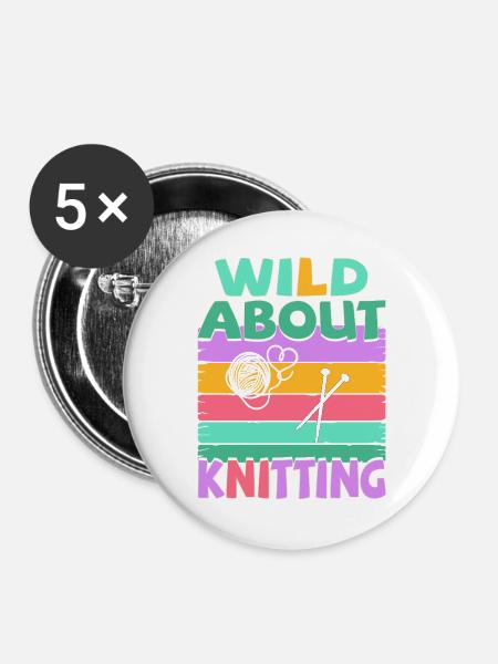 Stricken - Wild about knitting - Buttons groß 56 mm (5er Pack) - Weiß