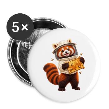 Roter Panda-Imker mit Wabenwabe - Buttons groß 56 mm (5er Pack) - Weiß - Vorne
