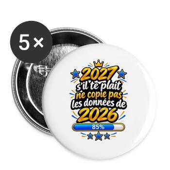 2027, kopiere keine schlechten Erinnerungen - Buttons groß 56 mm (5er Pack) - Weiß - Vorne