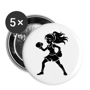 Boxmädchen - Buttons groß 56 mm (5er Pack) - Weiß - Vorne
