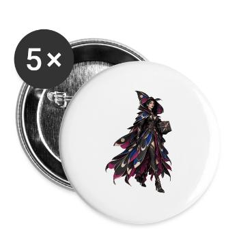 Farbige Hexenkappe mit Flügeln - Buttons groß 56 mm (5er Pack) - Weiß - Vorne