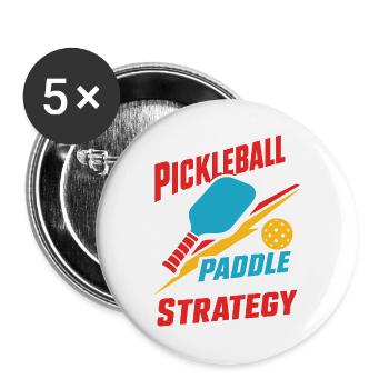 Pickleball Paddle Strategy - Buttons groß 56 mm (5er Pack) - Weiß - Vorne