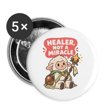 Heilerlamm: Heilung statt Wunder - Buttons groß 56 mm (5er Pack) - Weiß - Vorne