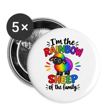 I’m the Rainbow Sheep of the Family  - Buttons groß 56 mm (5er Pack) - Weiß - Vorne